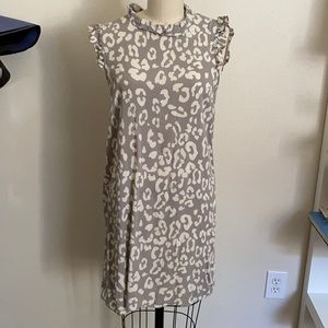 Gray and Creme White Cheetah Print Dress